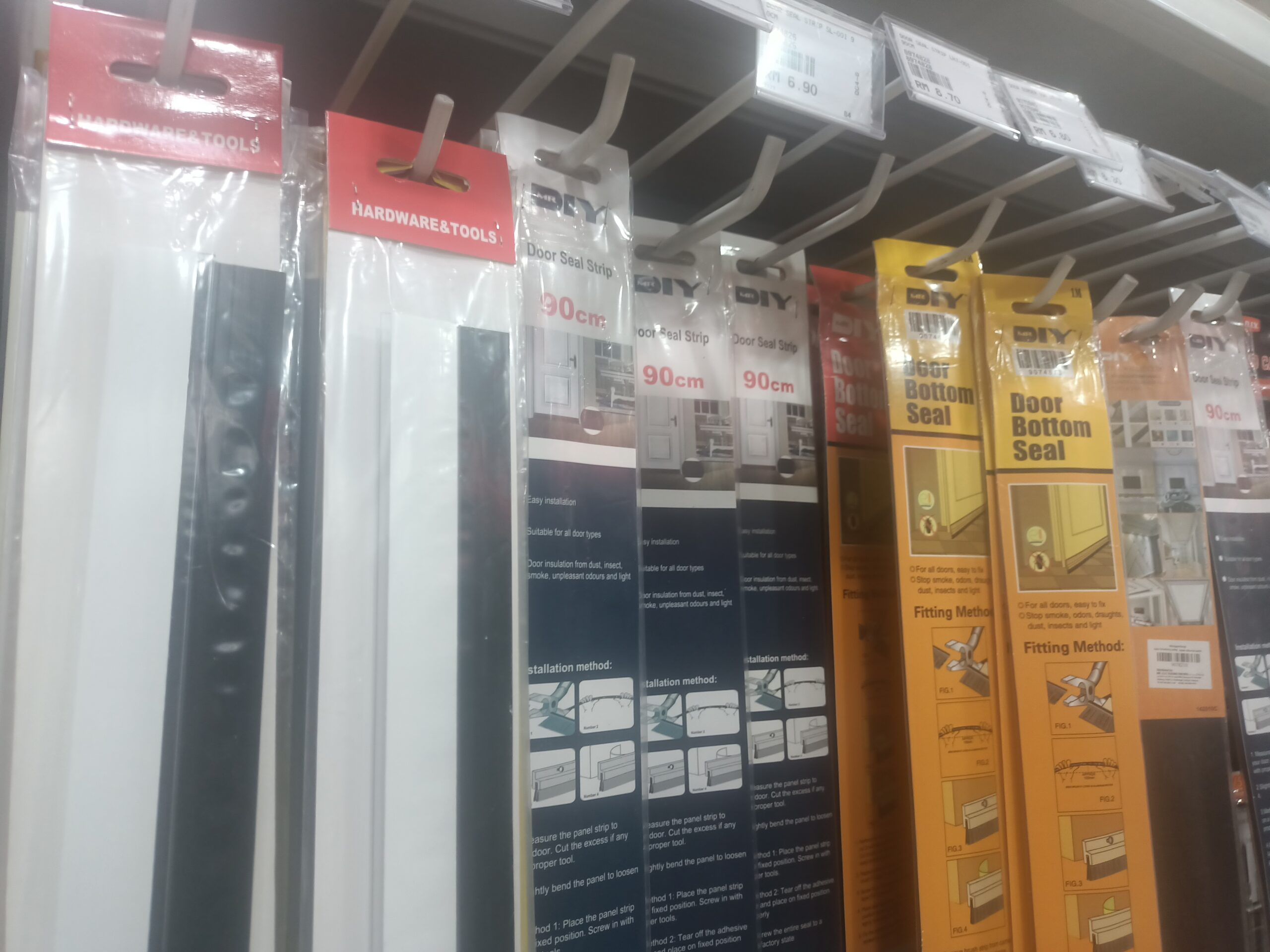 Door noise reducers for sale in a hardware store